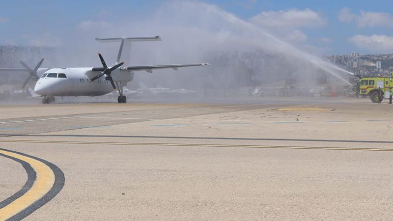 טקס ההסלנה בהשקת הטיסה מחיפה לקפריסין | צילום: עומר מוזר