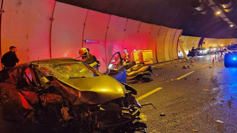 זירת התאונה במנהרות הכרמל | צילום: איחוד הצלה כרמל