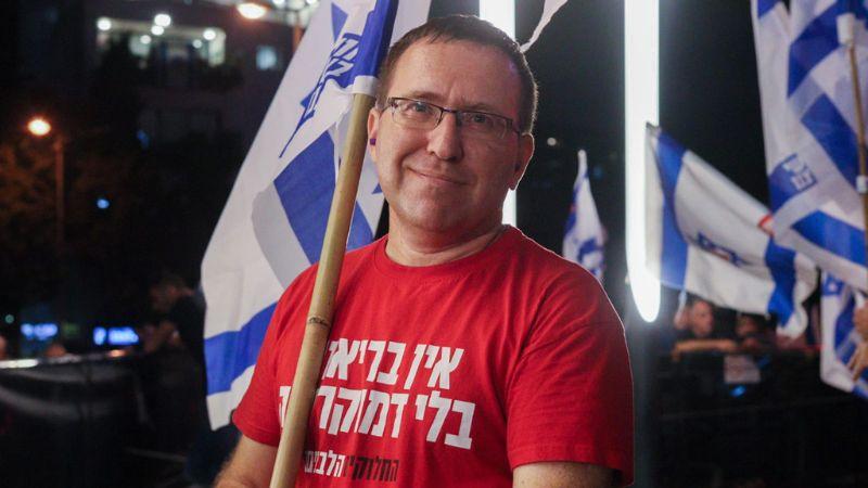 פרופסור חגי לוין בהפגנה בחורב | צילום: עומר מוזר