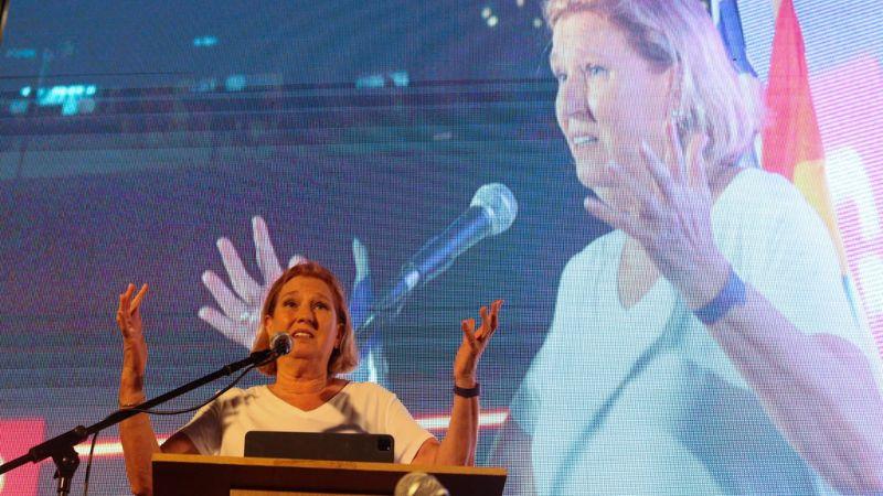 ציפי לבני בהפגנה בחורב | צילום: עומר מוזר