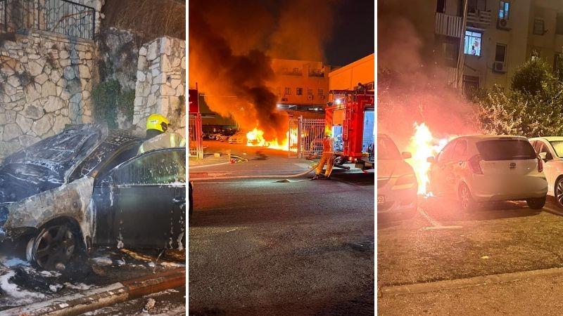 במגרש מכוניות ובשני מוקדים בעיר: גל של שריפות רכבים הלילה בחיפה