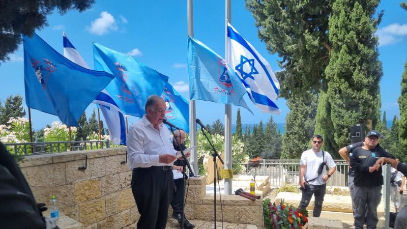 יונה יהב בטקס יום הזיכרון בחלקת חללי פעולות האיבה בחיפה | צילום: רדיו חיפה