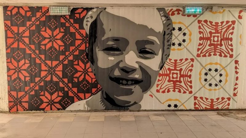 הציור הקיים של עדי יונתן כהן במעבר התת קרקעי שבין קרית אליעזר לבת גלים