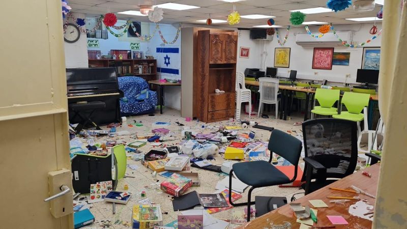 ההרס בגן כלנית המשמש כמקלט בקרית מוצקין | צילום: דוברות העירייה