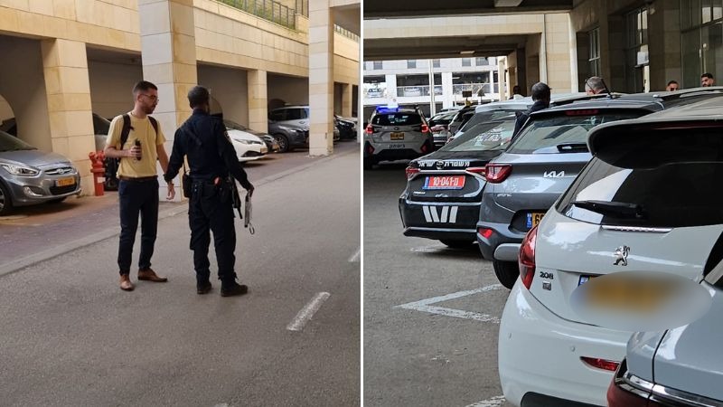 אוראל ואקנין עם השוטרים שהגיעו למקום | צילום: אגודת הסטודנטים