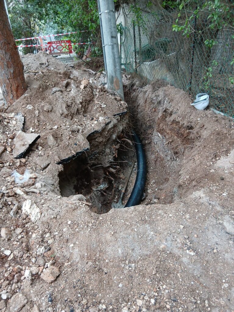 התעלה חשפה את הפגיעה בשורשי העצים | צילום: לפי סעיף 27א' לחוק זכויות יוצרים