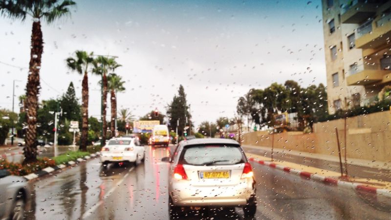 כביש רטוב וחלקלק בחורף | צילום: עמותת אור ירוק