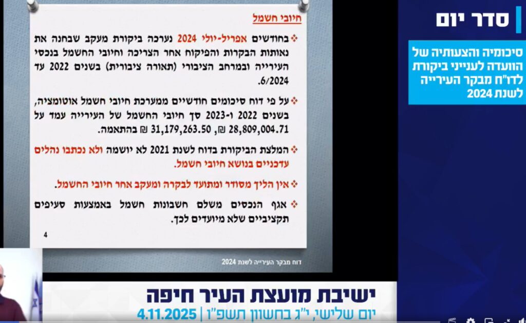 מתוך דוח הביקורת שנדון בישיבת מועצת העיר