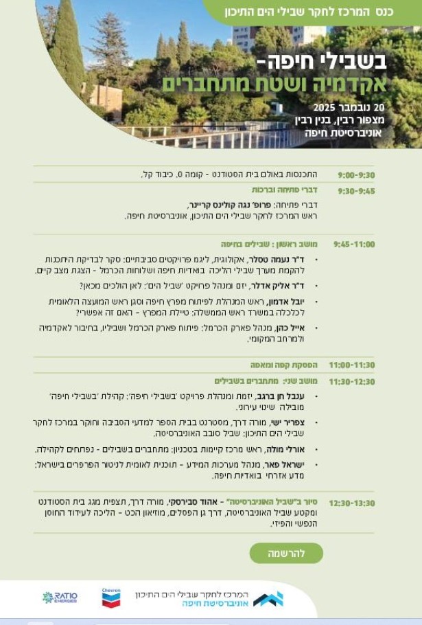 תוכנית הכנס "בשבילי חיפה - אקדמיה ושטח מתחברים"