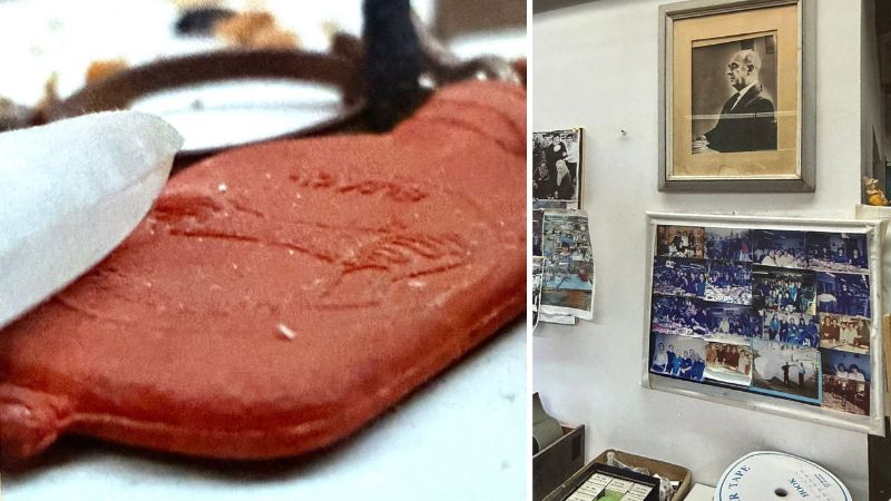 פינת ההנצחה לפרנץ לוי והבקבוק החם שהמפעל ייצר | צילום: אלבום פרטי