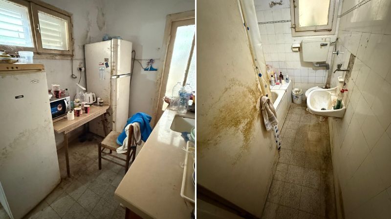 חדר הרחצה והמטבח. הדירה של הקשישה בהדר | צילום: אלבום פרטי