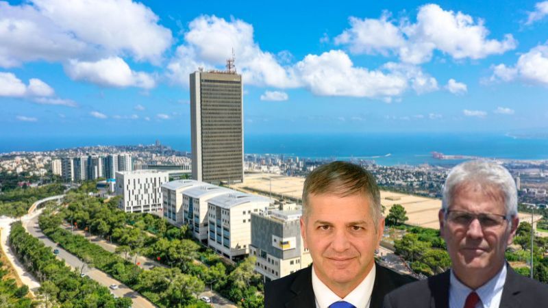 פרופ' גור אלרואי, השר יואב קיש על רקע אוניברסיטת חיפה | צילומים: דוברות האוניברסיטה; לע