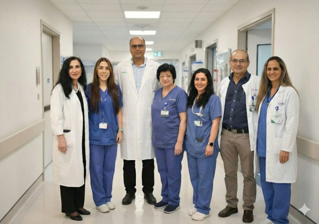 מנהלי המחלקות הפנימיות בכרמל עם מנהלות האחיות שלהם | צילום: ירון חזן דוברות כרמל