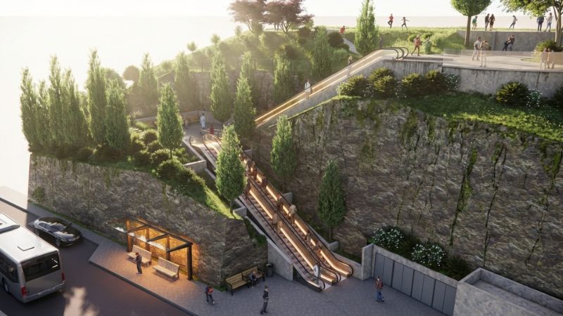 דרגנוע מהעיר התחתית להדר | הדמיה: לויטון ושומני ארכיטקטים