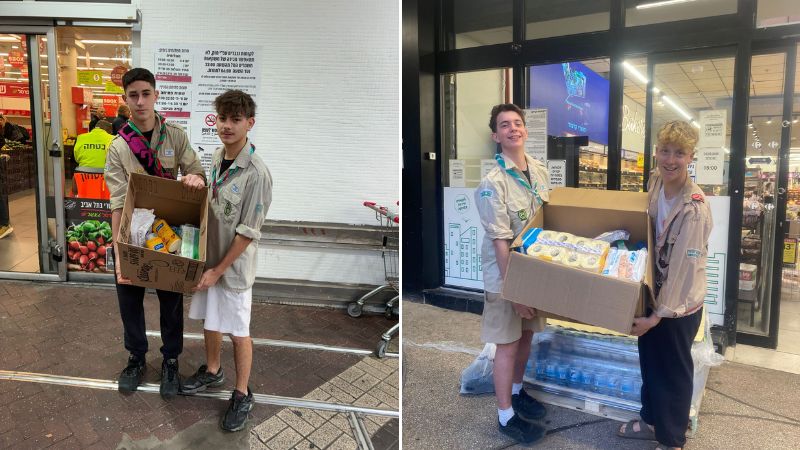 חניכי תנועת הצופים אוספים חבילות מזון | צילום: תנועת הצופים