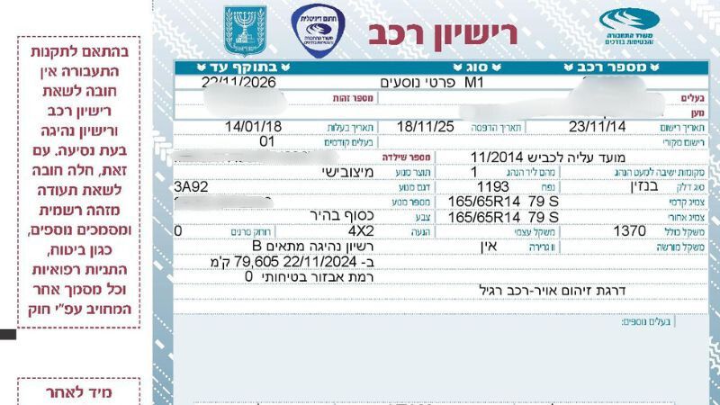 הקלה לציבור בתקופת החירום: פעם נוספת הוארך תוקף רישיונות נהיגה ורכב